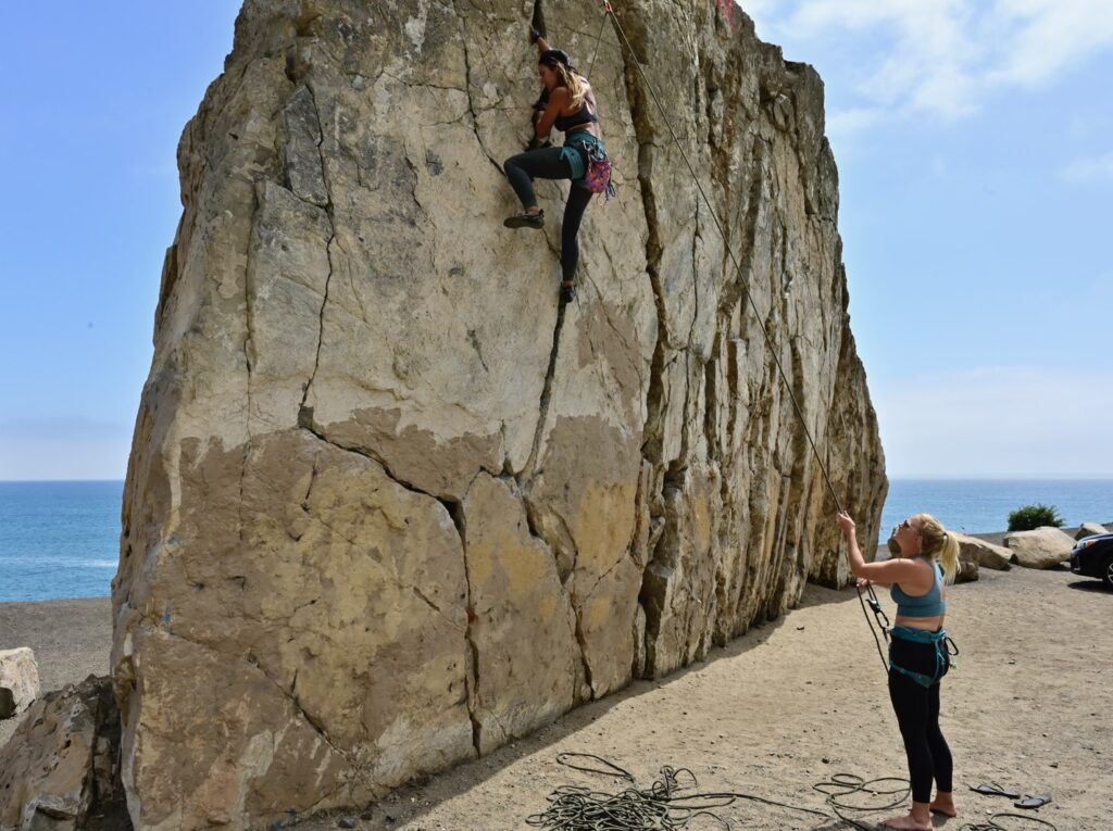 rock climbing in malibu at mugu rock