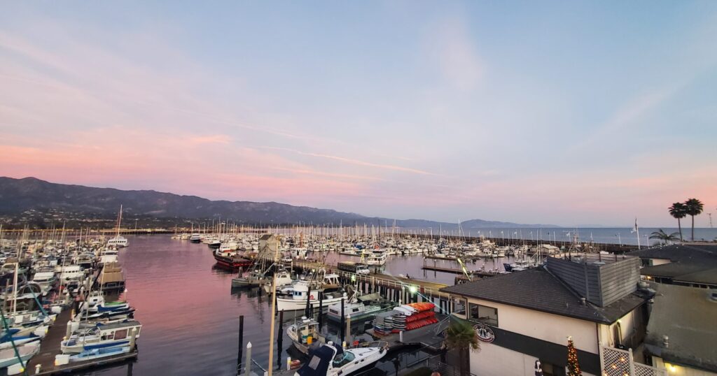 santa barbara harbor from the santa barbara maritime museum