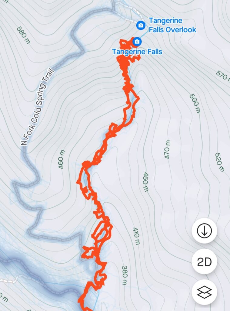 tangerine falls hike route