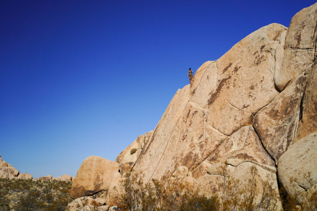 sunny Joshua tree sport climbing